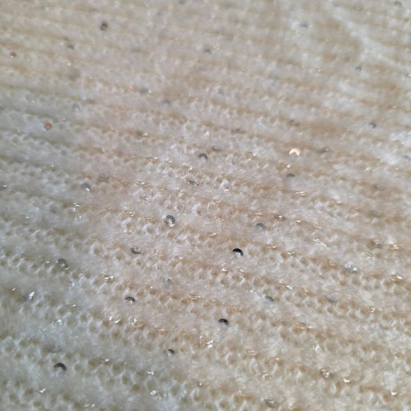 Women's Ann Taylor Factory Ivory Silver Sequin Cowl Neck Poncho - Picture 9 of 10